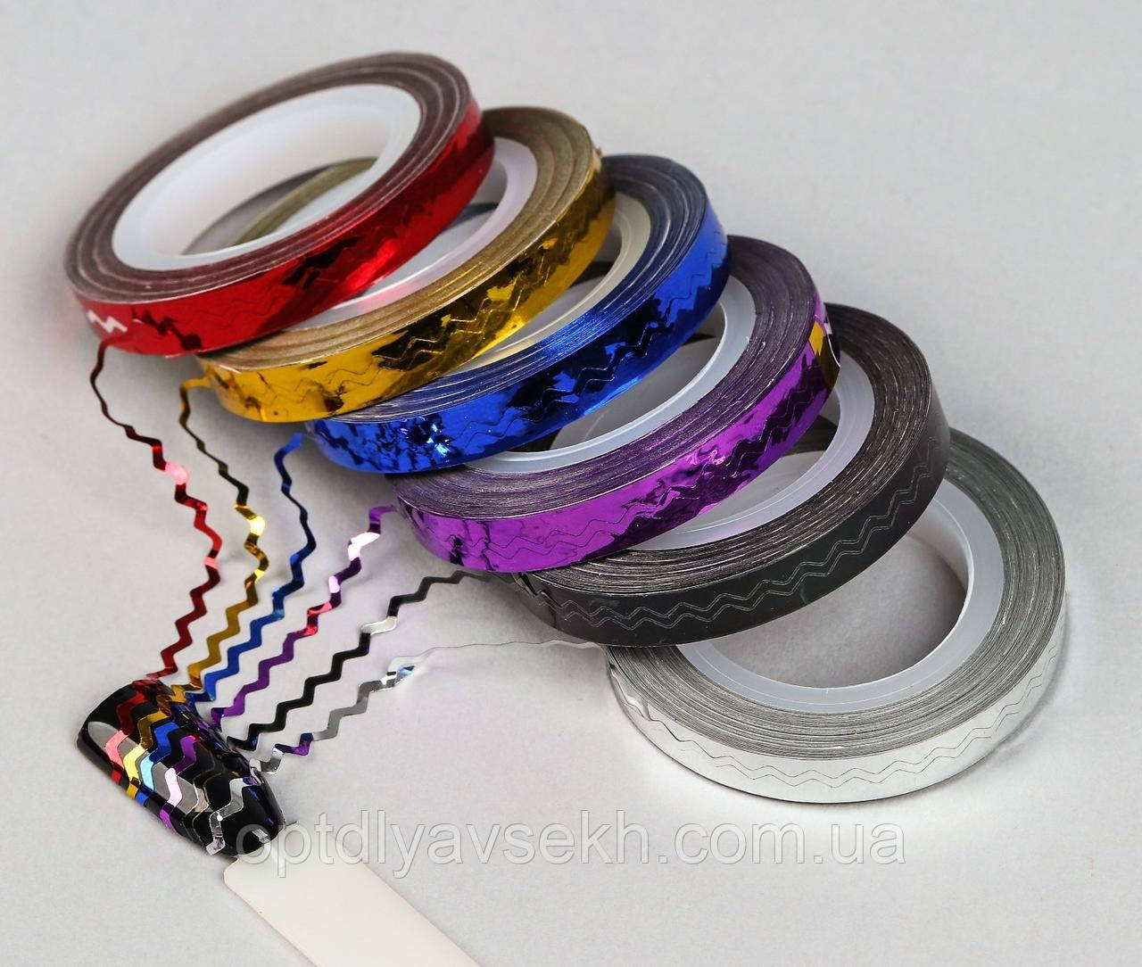 Стрічка для дизайну нігтів (зигзаг), 6 мм, упак., 10 шт, фото 1