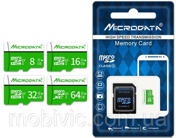 Картка пам'яті Micro Data microSD карта 32Gb (10 class) з адаптером