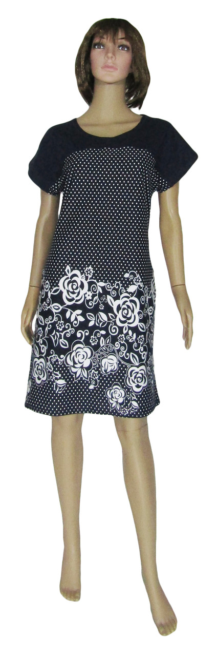Платье женское летнее 0077 Damask Black коттон, р.р.48-62 - фото 1 - id-p509242459