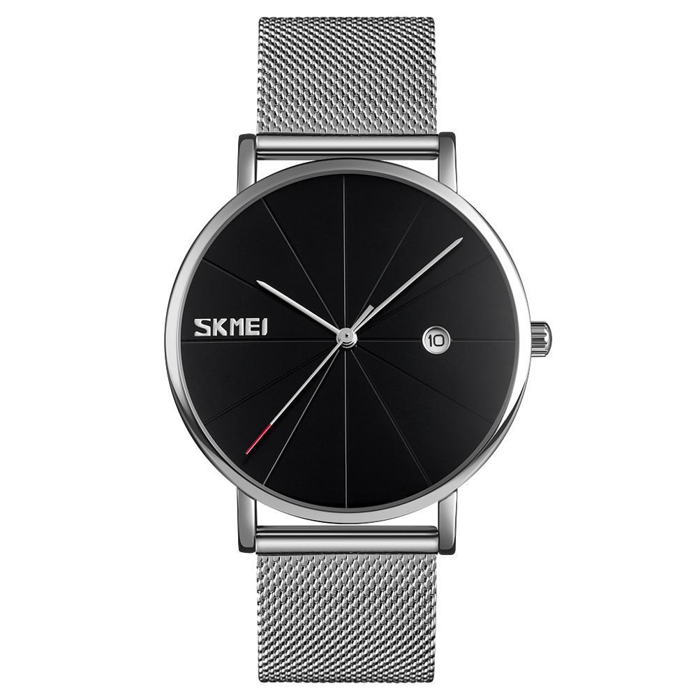 Skmei 9183 Tiger сріблястий із чорним циферблатом класичний наручний годинник