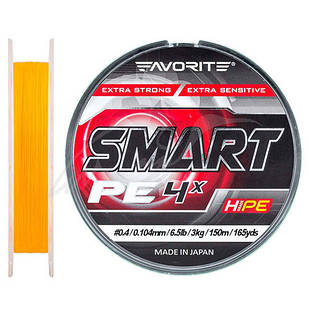 Шнур Favorite Smart PE 4x 150м Помаранчевий #0.4/0.104 мм 3.0 кг