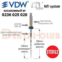 М2 (M-two), 6-ая конусность, рабочая длина 25 мм, размер 20, с рентгеноконтрастными метками (Mtwo) VDW (ВДВ)