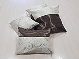 Комплект декоративних подушок Firanka Venzel 35х35см 2шт 32х25см 1шт 26х26см 1шт бежеві з шоколадним (п_0520), фото 2