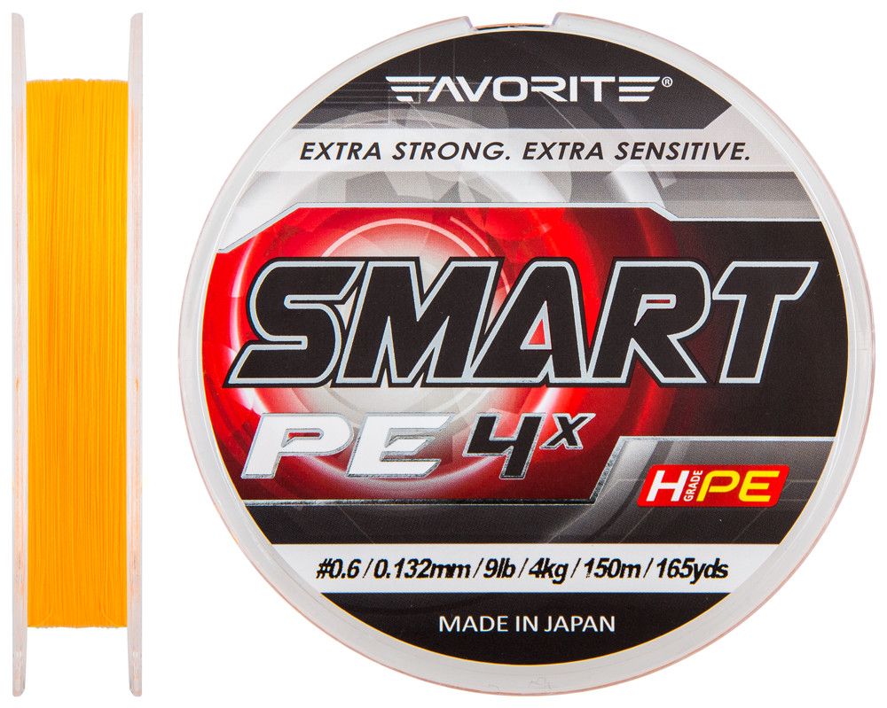 Шнур Favorite Smart PE 4x 150м Помаранчевий #0.6/0.132 мм, 4.0 кг