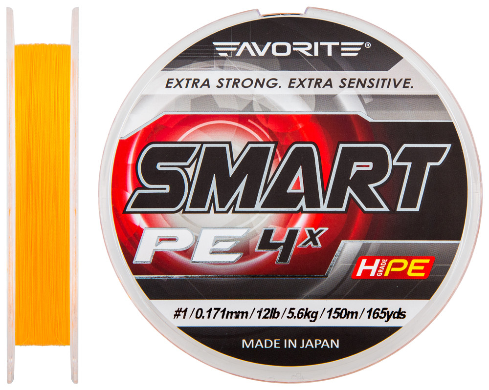 Шнур Favorite Smart PE 4x 150м Помаранчевий #1.0/0.171 мм 5.6 кг