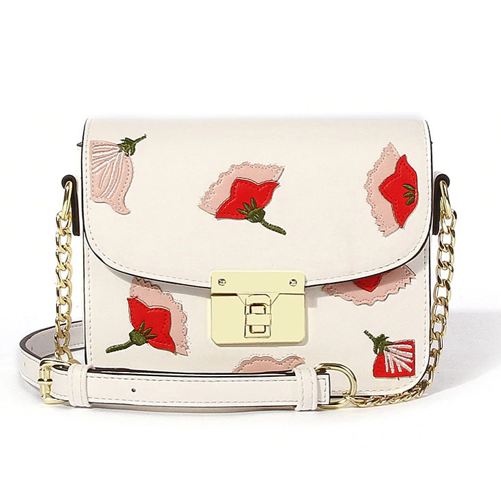 Сумка жіноча з квітковим принтом (біла), фото 1