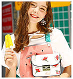 Сумка жіноча з квітковим принтом (біла), фото 4