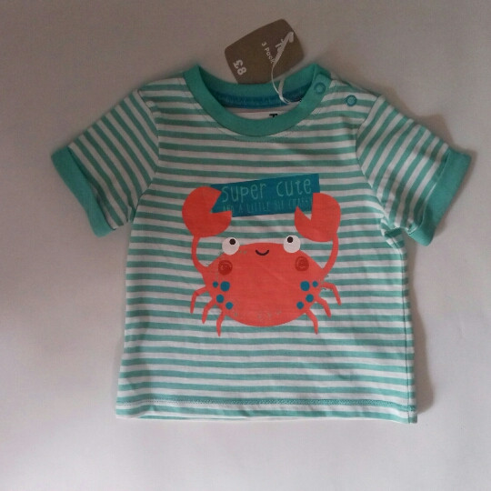 Футболка смугаста Краб Tu (Великобританія) 3-6 міс.(62-68см.), фото 1