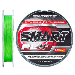 Шнур Favorite Smart PE 4x 150м Салатовий #0.5/0.117 мм 3.6 кг
