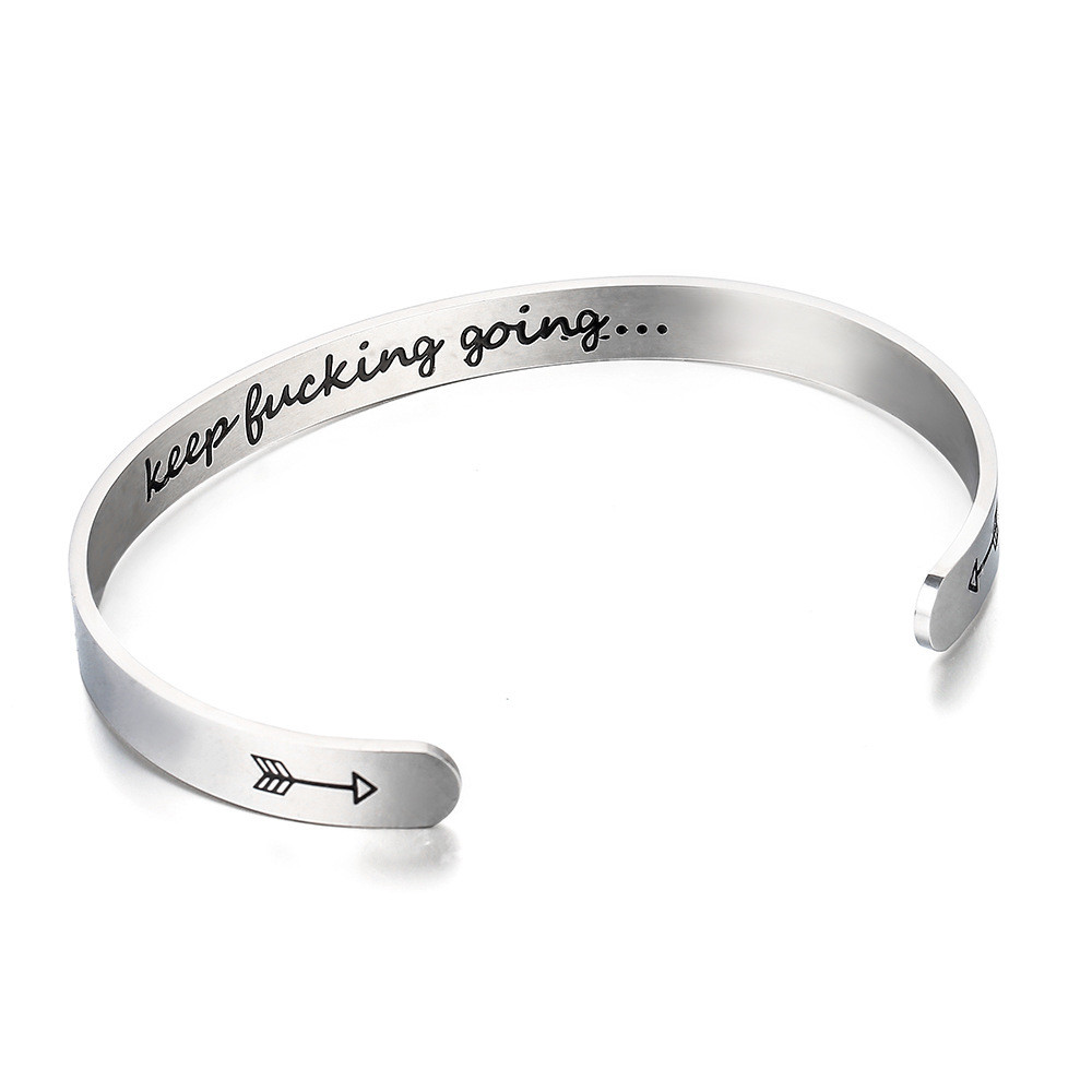 Жорсткий браслет "Keep Fucking Going..." сріблястий, фото 1