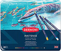 Набор чернильных карандашей Inktense, 24 цвета, В металл. коробке, Derwent