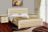 Деревянная кровать Фридом под матрас 180 х 200, материал массив дуб, цвет слоновая кость + золотая патина