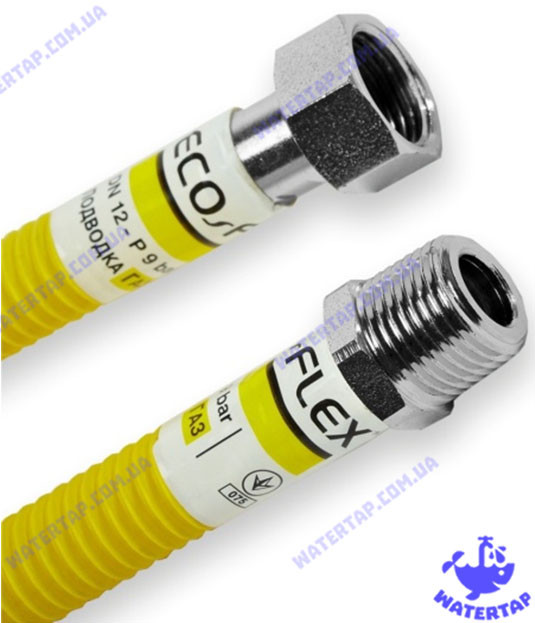 Шланг для газа гофрированный (нержавейка) 1/2 гайка штуцер 30 см ECO ...