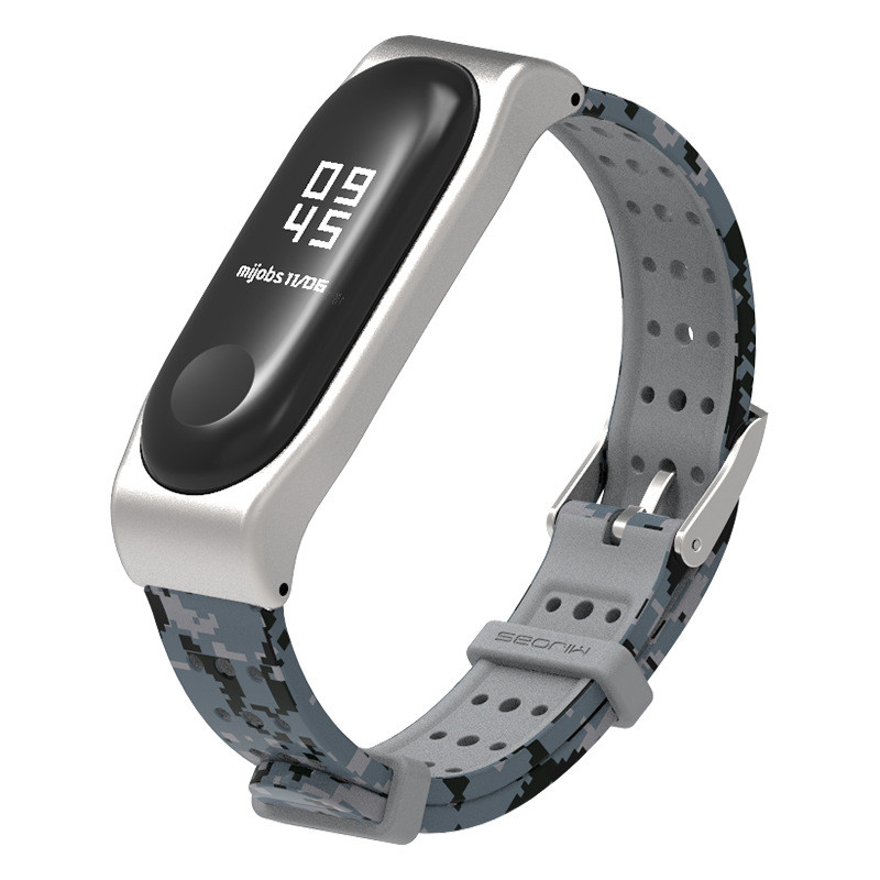 Ремінець Xiaomi Mi Band 4 / 3 MiJobs Classical TPU Pixel Сamouflage Синій / Сірий 1705P