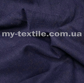 Лляна тканина однотон натуральна бавовна з віскозою 140 см Темно-синій