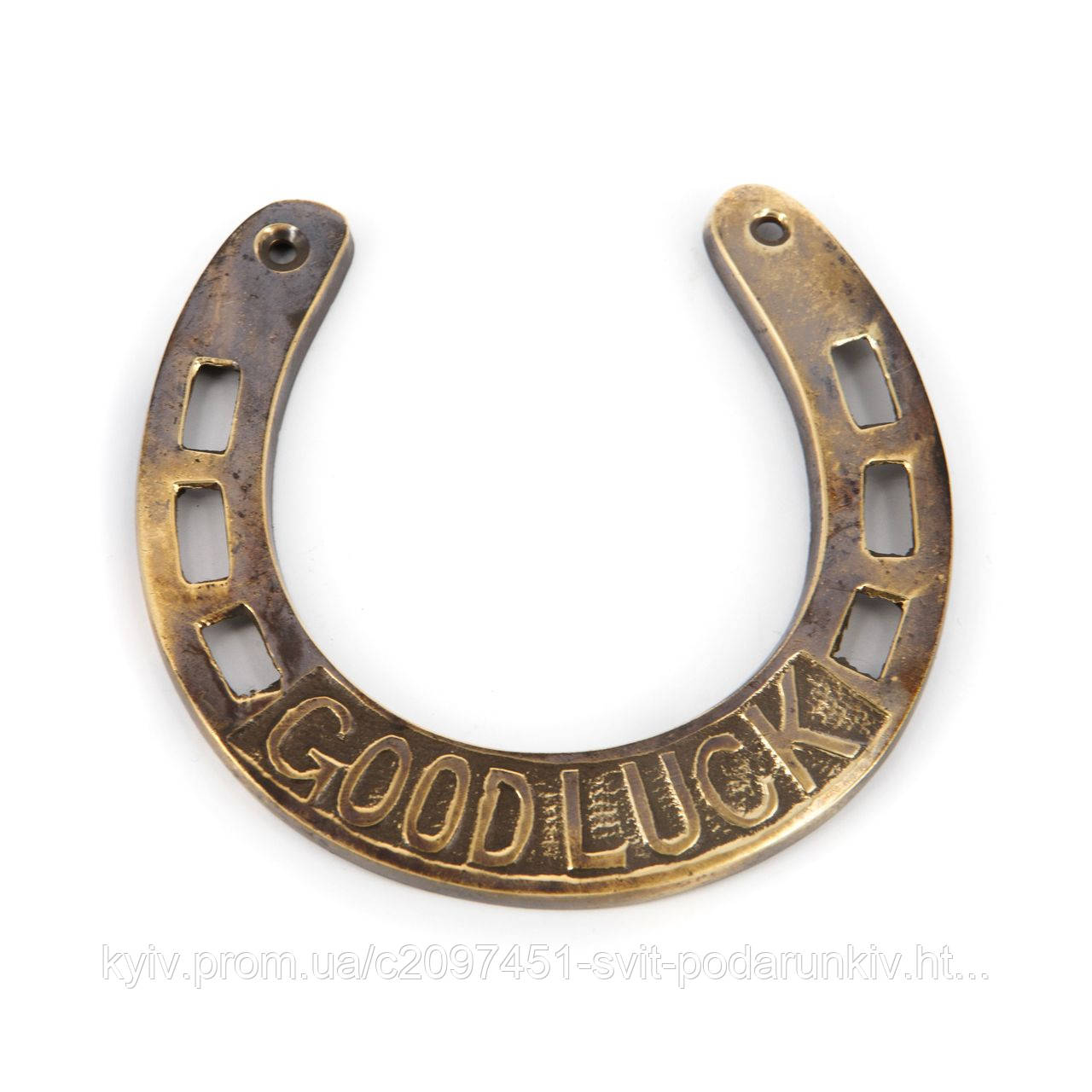 Підкова щастя "Побажання удачі англійською" латунна S95, фото 1