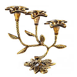 Потрійний свічник на камін у формі квітів дзвіночків S2139