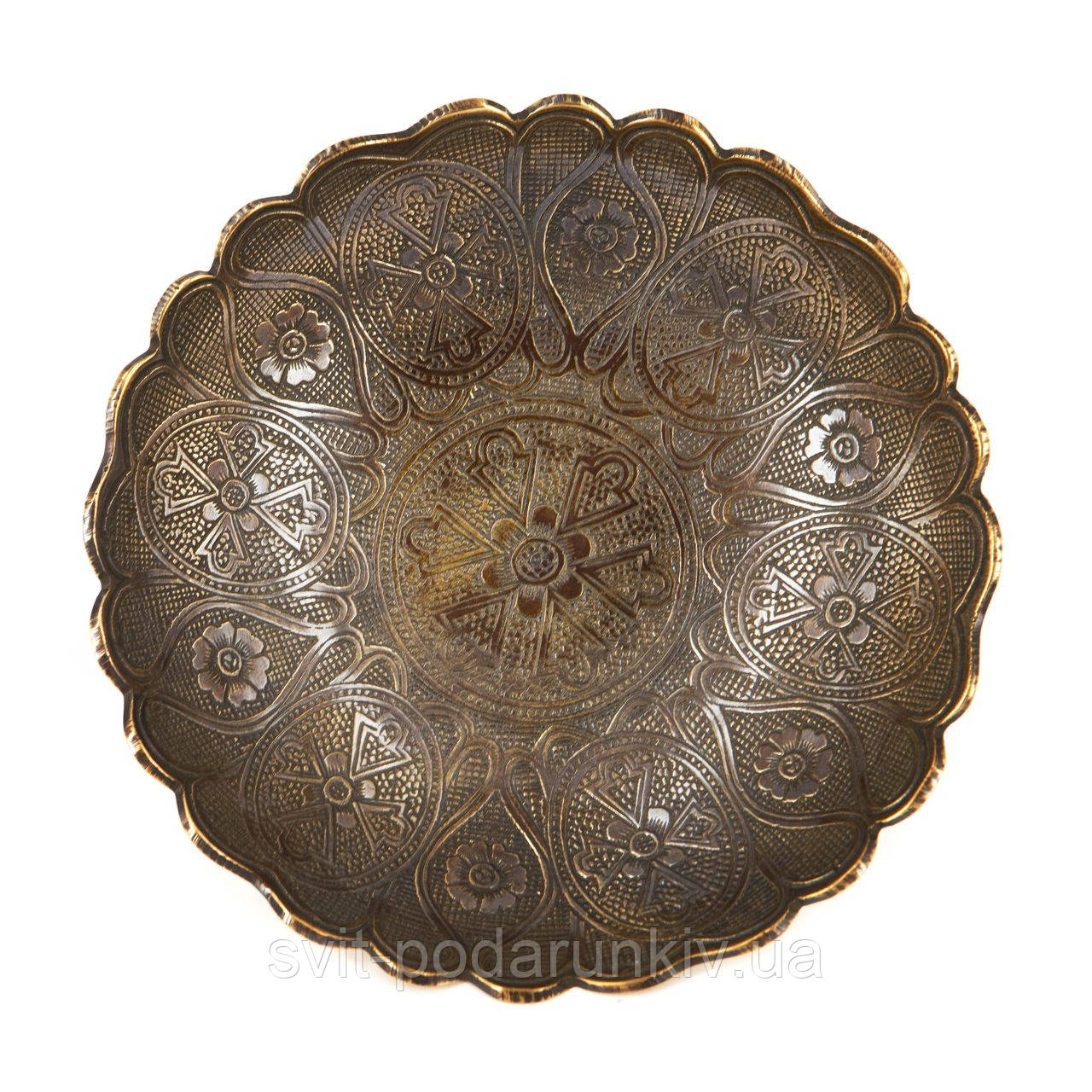 Цукерниця металева з хвилястою окантовкою та хрестоподібним малюнком S2003, фото 1