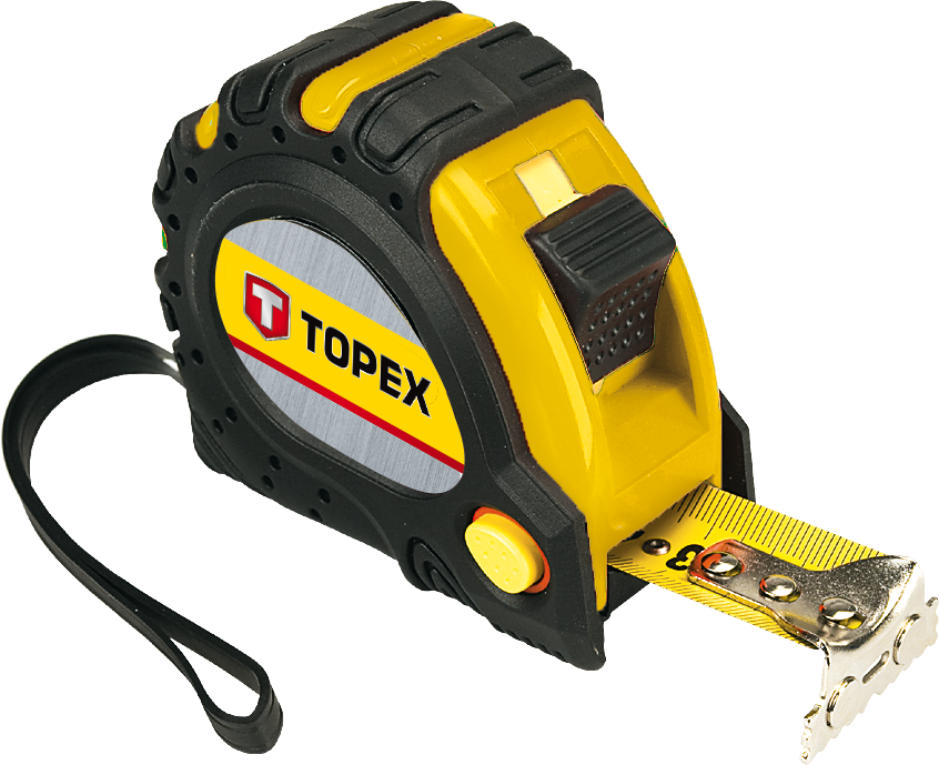 Рулетка Topex 27C345, сталева стрічка, 5 м, ширина полотна 25 мм з магнітом, фото 1