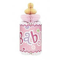 Декорация на стол Бутылочка Baby розовая 1шт/уп 61721