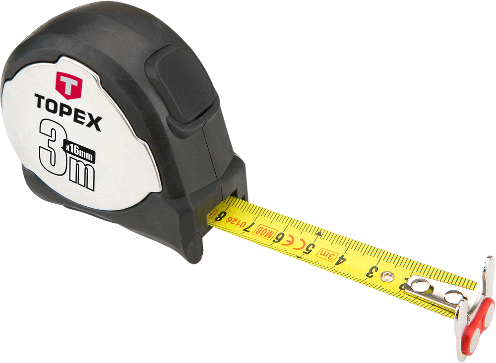 Рулетка Topex 27C375, сталева стрічка, 5 м, ширина полотна 22 мм з магнітом і двосторонню розмітку полотна