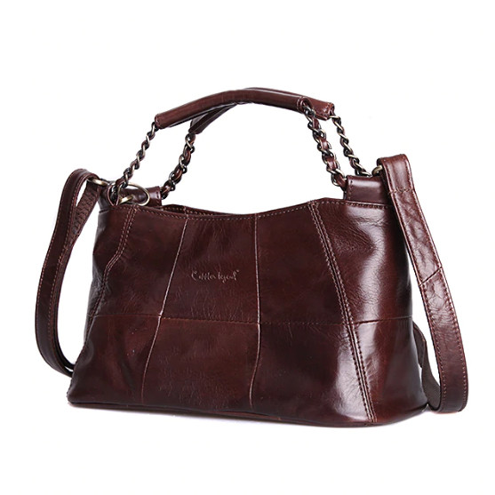 Сумка жіноча шкіряна стильна (коричнева), фото 1