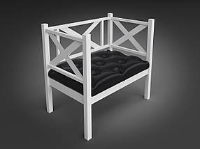 Банкетка Грін Трик Лофт метал білий оксамит сидіння екошкіра Родео-00 чорна 500*800 мм (Tenero TM)