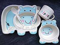 Набор детской посуды из бамбукового волокна Hippo