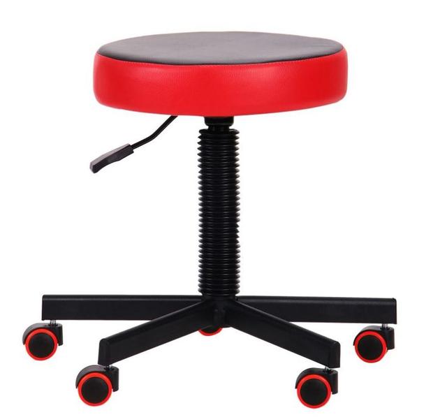 Табурет Грас Скаден черный/обтачка Скаден красный, ролики красные