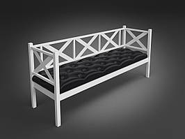 Банкетка Грін Трик Лофт метал білий оксамит сидіння екошкіра Родео-00 чорна 500*800 мм (Tenero TM) 500х1400 мм