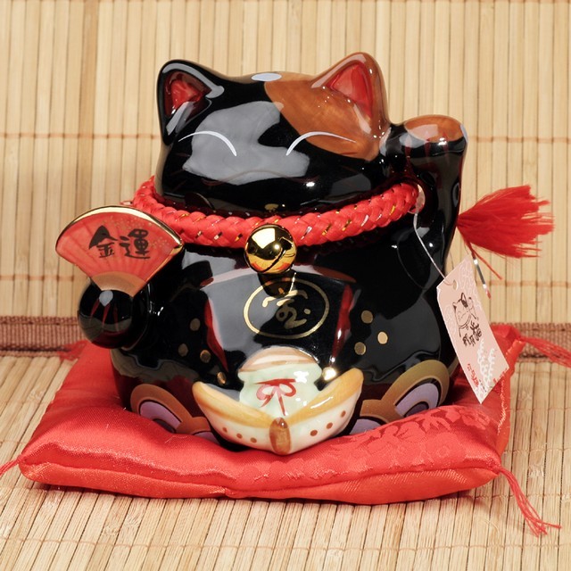 Манекі-неко «Добробут та кохання», чорний #6, фото 1