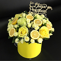 Топпер в торт, букет "З днем народження"