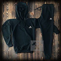 Темний чоловічий спортивний костюм з капюшоном Адідас (Adidas) чорного кольору весна літо\осінь