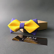 Краватка-метелик I&M Craft з гострими кінцями жовта з лавандовим (100154N)