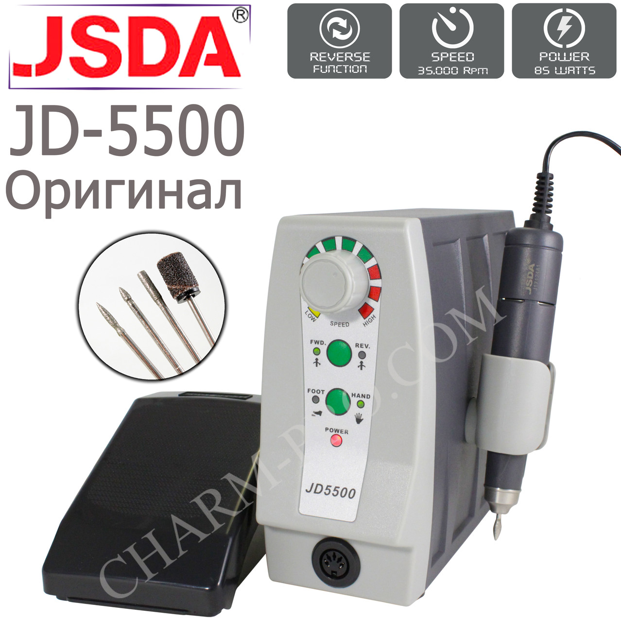 Фрезер для манікюру та педикюру JD 5500 85W 35000 об./хв.