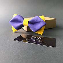 Краватка-метелик I&M Craft з гострими кінцями лавандовий з жовтим (100155N)