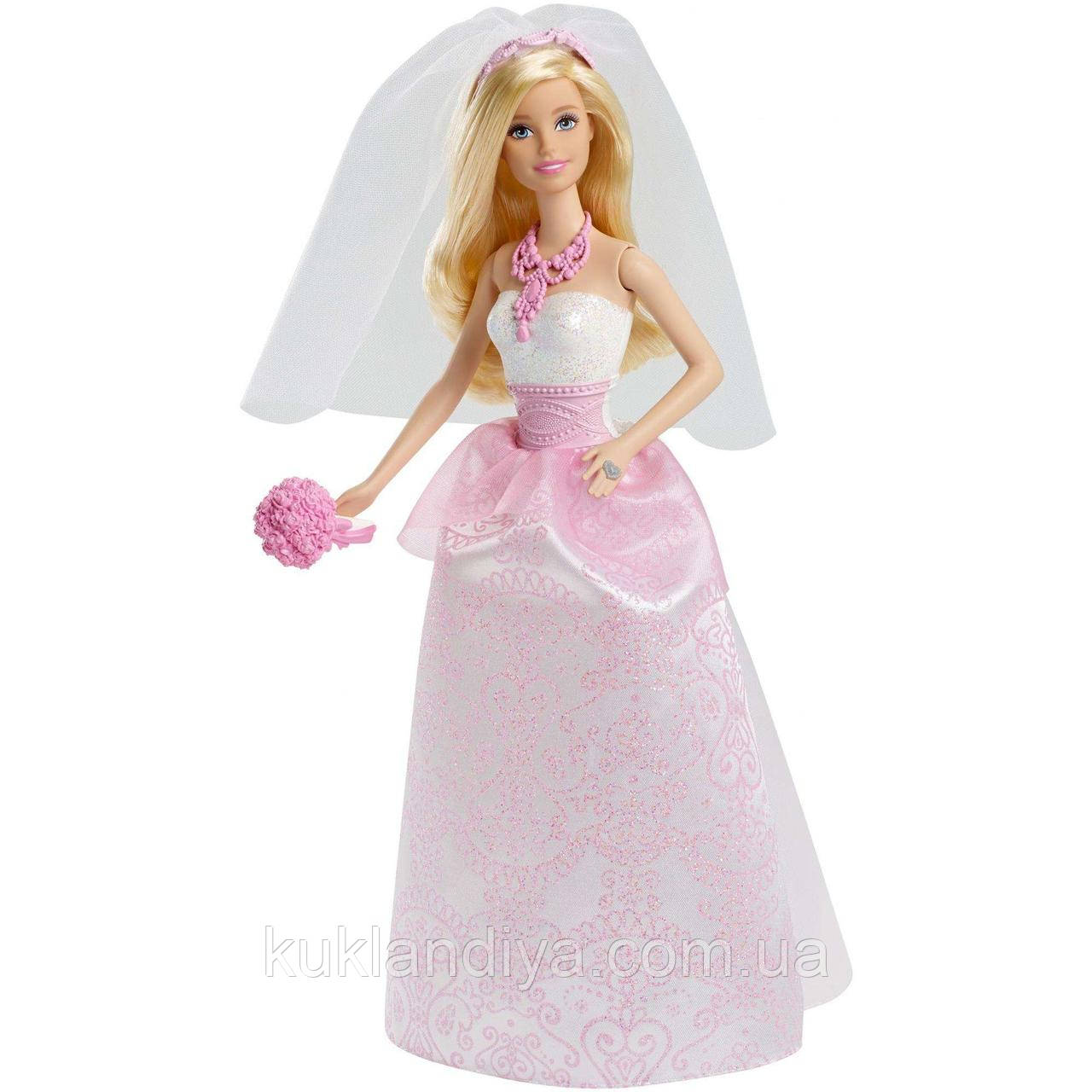 Лялька Barbie Наречена в біло-рожевому платті з букетом