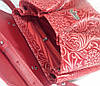 552 Натуральна шкіра, Сумка жіноча, червона з тисненням флера Шкіряна сумка на поворотному замку, фото 8