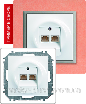 Накладка RJ-11/RJ-45 розетки двойная АВВ Impuls белая - фото 2 - id-p94355154