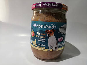 Вологий корм Леопольд М'яка м'ясний делікатес для собак з куркою і морквою 500 г
