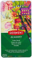 Набор цветных карандашей Academy в метал.короб. 12 цветов, Derwent