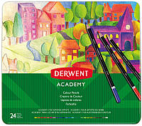 Набор цветных карандашей Academy в метал.короб. 24 цвета, Derwent