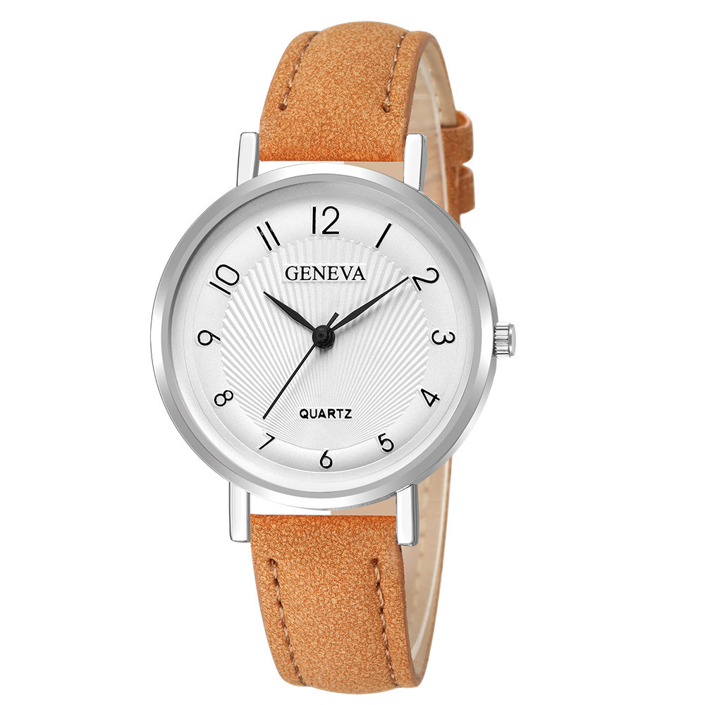 Жіночий наручний годинник Geneva з арабськими цифрами на білому циферблаті 88365