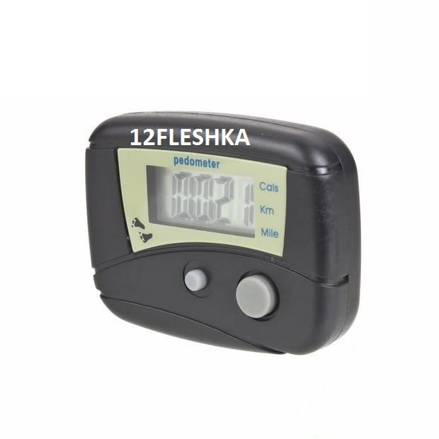 Цифровий шагометр / педометр компактний, простий, зручний, кріплення на одяг, підрахунок км, ккал, фото 1