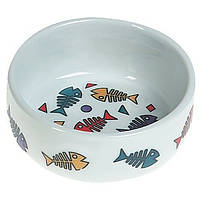 Миска для кішок із малюнком Flamingo Color Fish, кераміка, 11 см*4,5см.