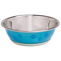 Миска для котів і собак Flamingo Bowl Selecta+Paw, неіржавка сталь, діаметр 13 см, об'єм 350 мл.