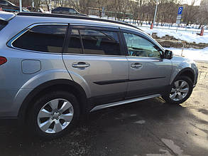 Дефлектори вікон (вітровики) Subaru Outback 2009-2015 З Хром молдингом