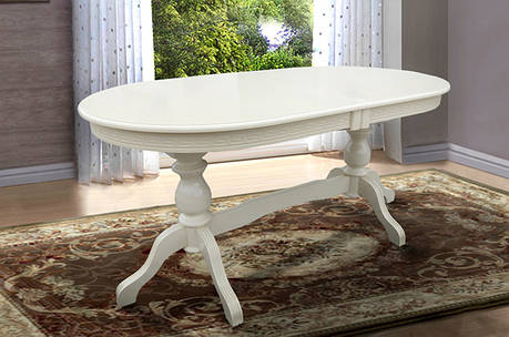Стол обеденный овальный раскладной на двух ножках Оскар Люкс Микс мебель, цвет слоновая кость / белый, фото 2