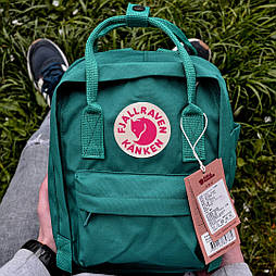 Рюкзак Канкен Fjallraven Kanken mini "Ocean Green" зелений. Живе фото. Premium (топ ААА+)