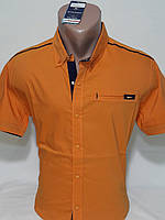Тенниска мужская с коротким рукавом vk-175-3 Vip Stendо оранжевая приталенная однотонная Турция, стильная